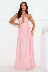 Hibiscus Hues Halter Maxi Dress