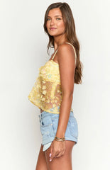 Isabella Yellow Sequin Strapless Top