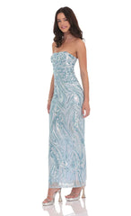 Sequin Pattern Maxi Dress in Sky Blue
