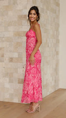 Margie Midi Dress - Pink Floral