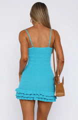 Cute Thing Knit Mini Dress Aqua Blue